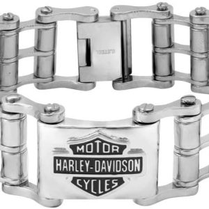 Harley-Davidson Men's Bike Chain Bar & Shield Bracelet, Stainless Steel HSB0207