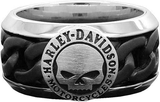 ギフトに♪【Harley Davidson】Men's Skull & Chain Band Ring Harley-Davidson® Men's Willie G Skull & Chain Band Ring