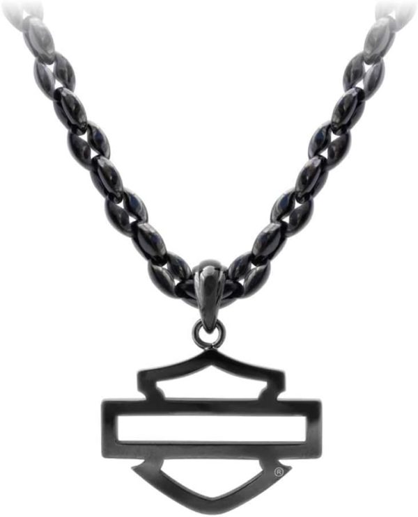 Harley-Davidson Men's Blackout Outline B&S Necklace, Stainless Steel HSN0061