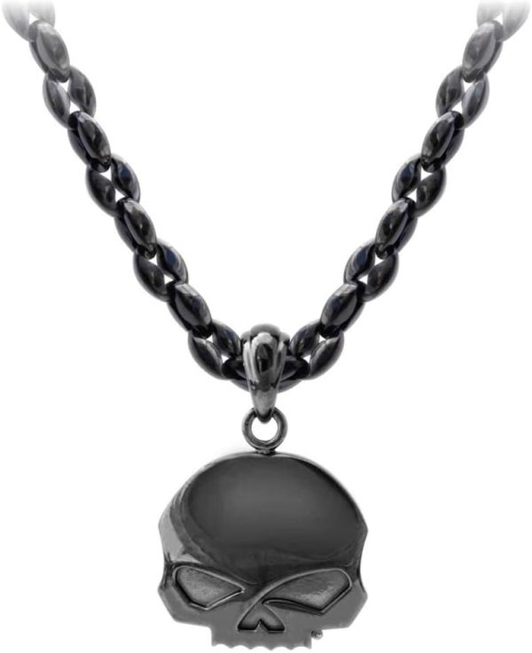 Harley-Davidson Men's Blackout Willie G Skull Necklace, Stainless Steel HSN0063