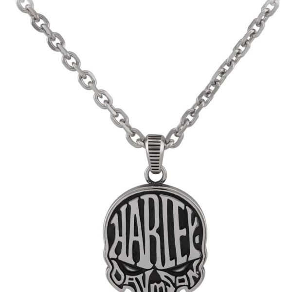 【Harley Davidson】Men's Blackout Willie G Skull Necklace Harley-Davidson Men's Blackout Willie G Skull Necklace