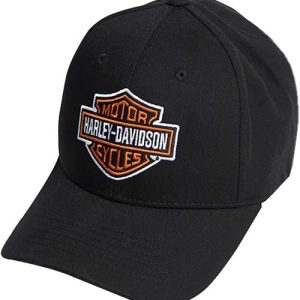 Harley-Davidson Men's Classic B&S Curved Bill Stretch Fit Baseball Cap - Black