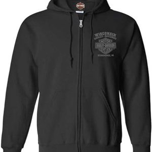 Harley-Davidson Men's Corrosion Willie G Skull Cotton-Blend Zip-Up Hoodie, Black