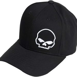 Harley-Davidson Men's Crooked Skull Curved Bill Stretch Fit Baseball Cap - Black