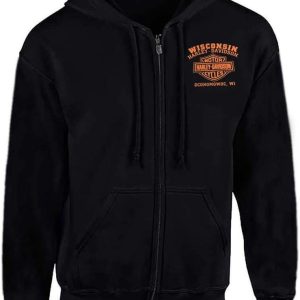 Harley-Davidson Men's Custom Freedom Fleece Full-Zip Hoodie - Solid Black