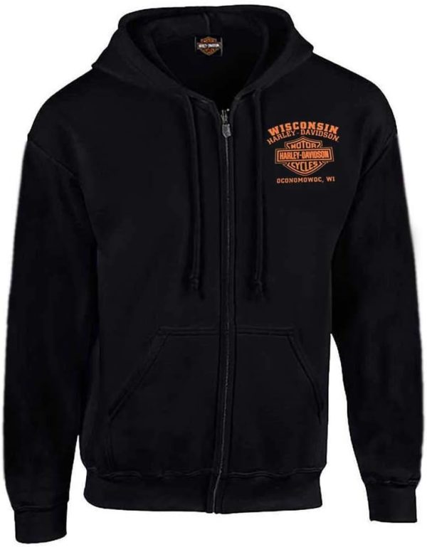 Harley-Davidson Men's Custom Freedom Fleece Full-Zip Hoodie - Solid Black