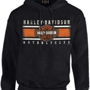 Harley-Davidson Men's Custom Iconic B&S Fleece Pullover Hoodie - Solid Black