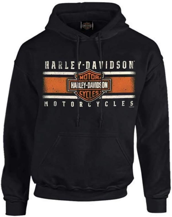 Harley-Davidson Men's Custom Iconic B&S Fleece Pullover Hoodie - Solid Black