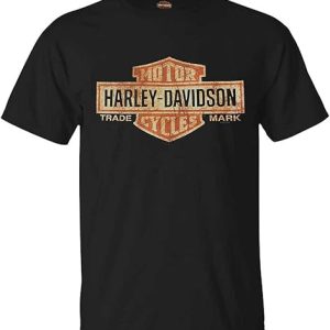 Harley-Davidson Men's Distressed Elongated Bar & Shield Black T-Shirt 30296553