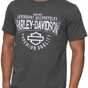 Harley-Davidson Men's Distressed Stampede Crew-Neck Short Sleeve T-Shirt, Gray