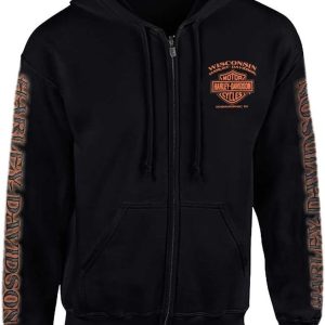 Harley-Davidson Men's Eagle Piston Long Sleeve Full-Zip Hoodie, Black 30299950