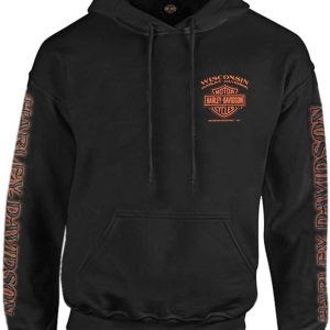 Harley-Davidson Men's Eagle Piston Long Sleeve Pullover Hoodie, Black 30299949