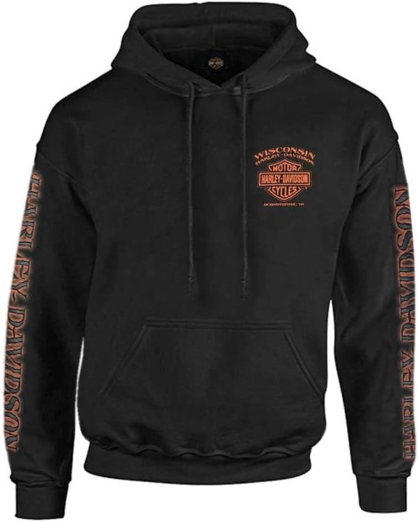 Harley-Davidson Men's Eagle Piston Long Sleeve Pullover Hoodie, Black 30299949