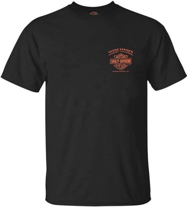 Harley-Davidson Men's Eagle Piston Short Sleeve Crew-Neck Cotton T-Shirt - Black