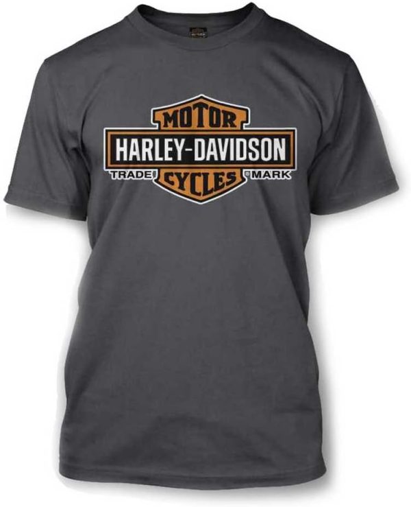 Harley-Davidson Men's Elongated Orange Bar & Shield Charcoal T-Shirt 30291961