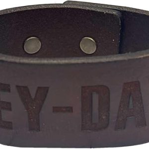 Harley-Davidson Men's Embossed H-D Adjustable Leather Cuff Bracelet Wristband