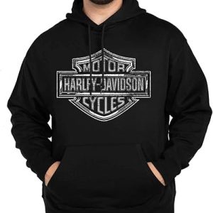 Harley-Davidson Men's Forged Bar & Shield Pullover Fleece Hoodie, Black