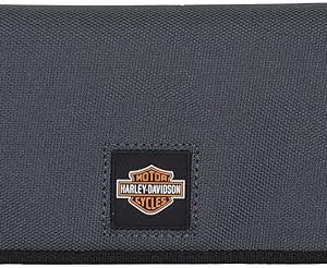 Harley-Davidson Men's Full Speed Bi-Fold Trucker Polyester RFID Wallet - Gray