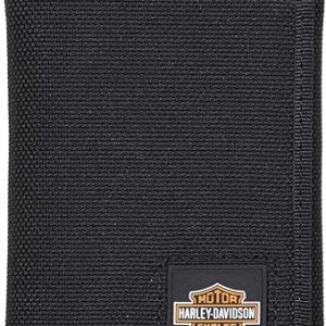 Harley-Davidson Men's Full Speed Tri-Fold Polyester RFID Wallet - Black