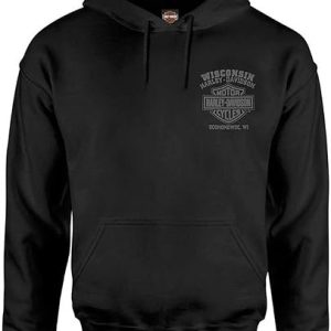 Harley-Davidson Men's Ghoulish Biker Skull Pullover Cotton-Blend Hoodie, Black