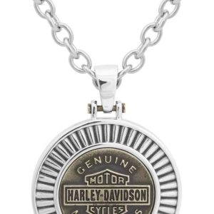 Harley-Davidson Men's Gold Toned Steel Bar & Shield Chain Necklace, HSN0050-22