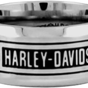 Harley-Davidson Men's H-D Bar Script Stainless Steel Band Ring, Silver HSR0026