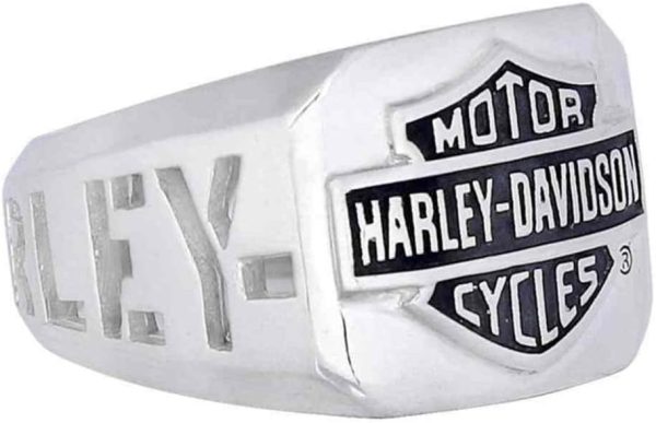 Harley-Davidson Men's H-D Cut Out Bar & Shield Emblem Ring, Silver HDR0327