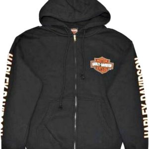 Harley-Davidson Men's Hooded Sweatshirt, Bar & Shield Zip Black Hoodie 30299142