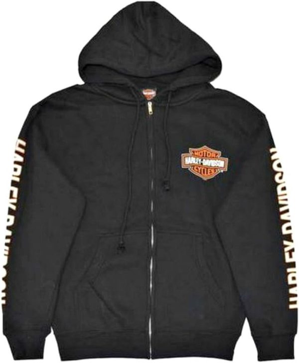 Harley-Davidson Men's Hooded Sweatshirt, Bar & Shield Zip Black Hoodie 30299142