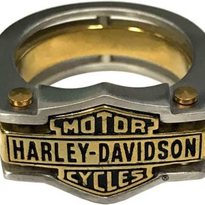 Harley-Davidson Men's Industrial Brass & Steel Ring, Stainless Steel HSR0036