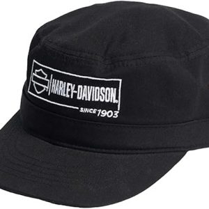 Harley-Davidson Men's Label Lockup Adjustable Closure Twill Painter's Hat- Black