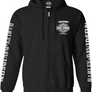 Harley-Davidson Men's Lightning Crest Full-Zippered Hooded Sweatshirt, Black