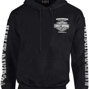 Harley-Davidson Men's Lightning Crest Pullover Hooded Sweatshirt, Black