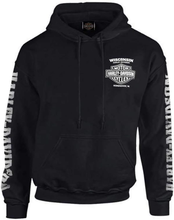 Harley-Davidson Men's Lightning Crest Pullover Hooded Sweatshirt, Black