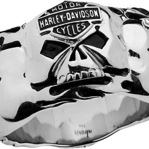 Harley-Davidson Men's Many Skulls Ring Silver & Black, Stainless Steel