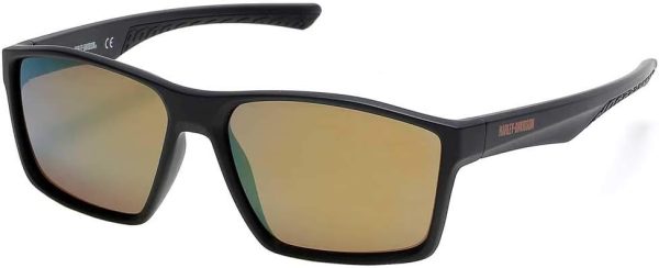 Harley-Davidson Men's Modern Square Sunglasses, Black, 59-16-145