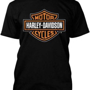 Harley-Davidson Men's Orange Bar & Shield Black T-Shirt 30290591