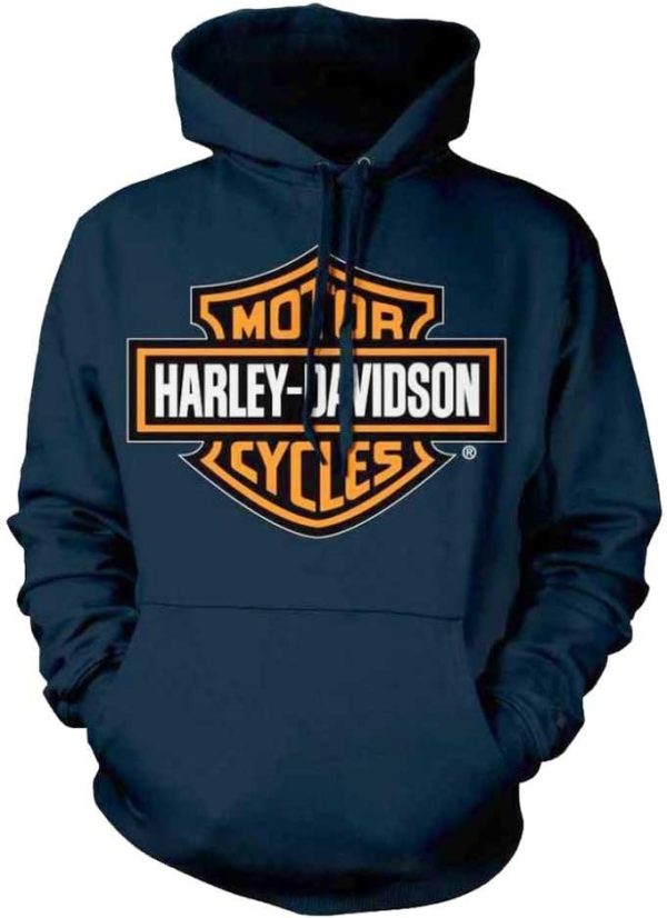 Harley-Davidson Men's Orange Bar & Shield Navy Pullover Sweatshirt 30291742