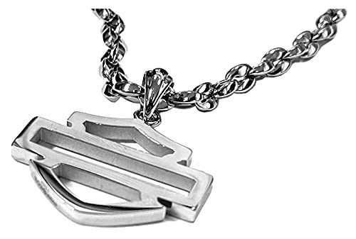 Harley-Davidson Men's Outline B&S Logo Necklace, Silver