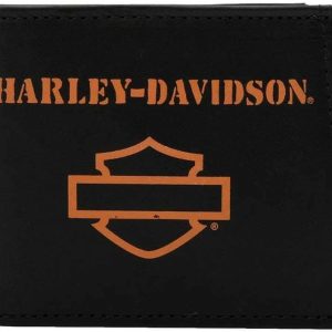 Harley-Davidson Men's Prestige B&S Bi-Fold Leather Wallet w/REID - Black