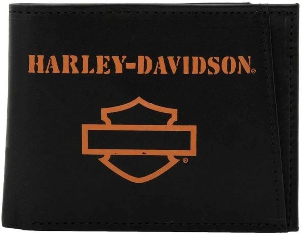 Harley-Davidson Men's Prestige B&S Bi-Fold Leather Wallet w/REID - Black