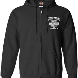 Harley-Davidson Men's Ragged Willie G Skull Cotton-Blend Zip-Up Hoodie, Black