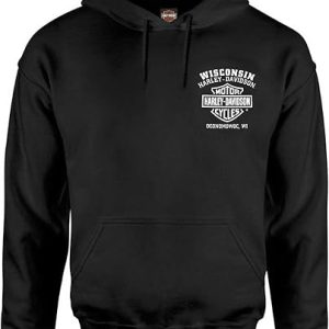 Harley-Davidson Men's Ragged Willie G Skull Poly-Blend Pullover Hoodie, Black