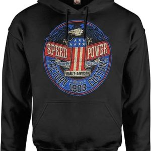 Harley-Davidson Men's Rebel #1 RWB Logo Pullover Cotton-Blend Hoodie, Black