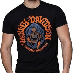 Harley-Davidson Men's Retro Reaper Skull Crew-Neck Short Sleeve T-Shirt, Black