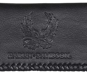 Harley-Davidson Men's Ride Free Trucker Leather Wallet w/RFID Protection - Black