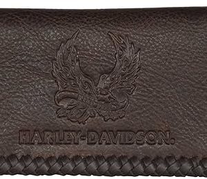 Harley-Davidson Men's Ride Free Trucker Leather Wallet w/RFID Protection - Brown