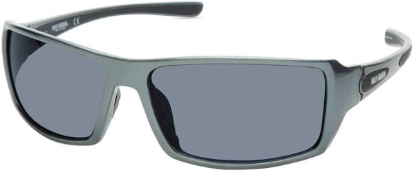 Harley-Davidson Men's Shallow Sport Sunglasses, Shiny Gray Frame & Smoke Lenses