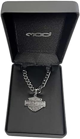 【Harley Davidson】Men's Steel Skull Bar & Shield Necklace Harley-Davidson® Mens Bar & Shield Skull Necklace Stainless