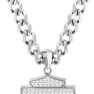 Harley-Davidson Men's Stainless Steel Bar & Shield Chain Necklace, HSN0049-22